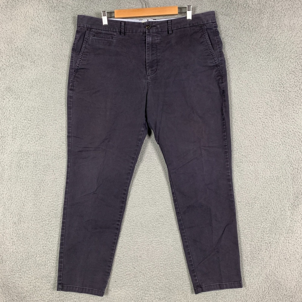 Perk Chino Pants Men's 40 x 30 Gray/Blue Slim Fit + Stretch Cotton Twill Preppy